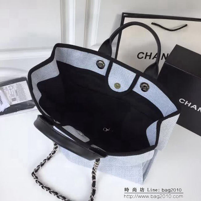 香奈兒CHANEL 2018早春度假系列最新火爆大號帆布沙灘包手提購物袋 DSC1299